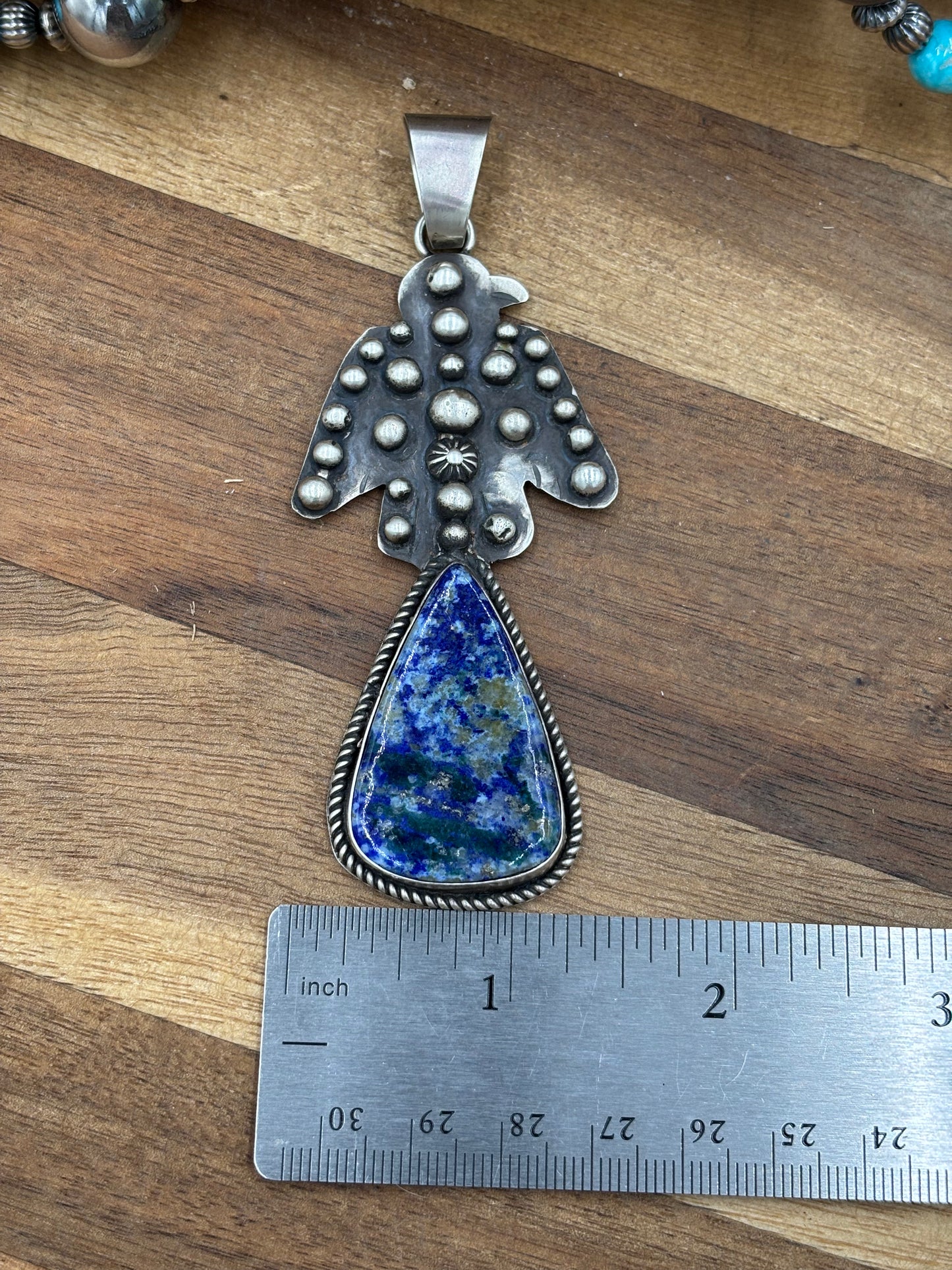 Sodalite Thunderbird Pendant by Miranda Willie, Navajo