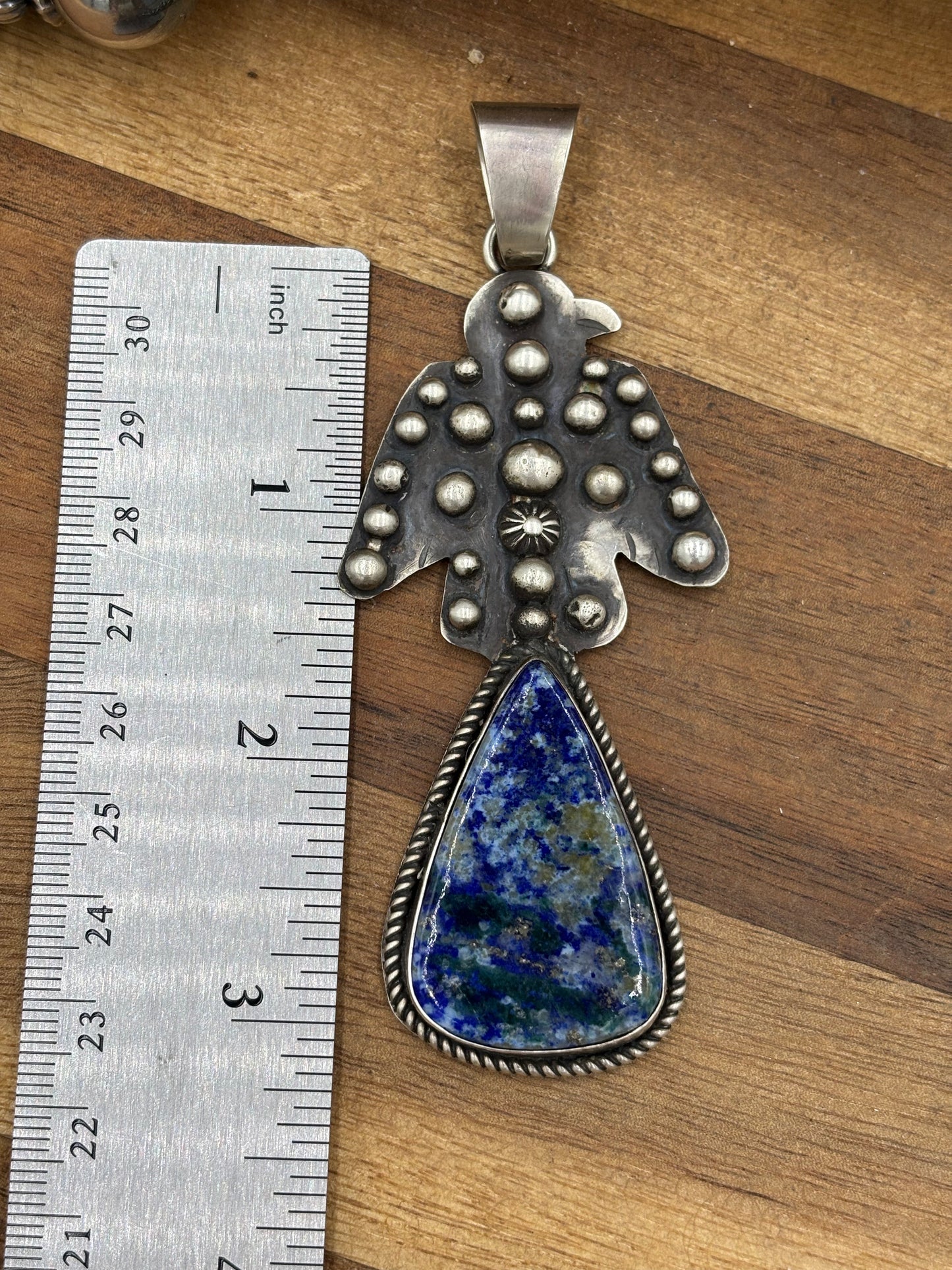 Sodalite Thunderbird Pendant by Miranda Willie, Navajo