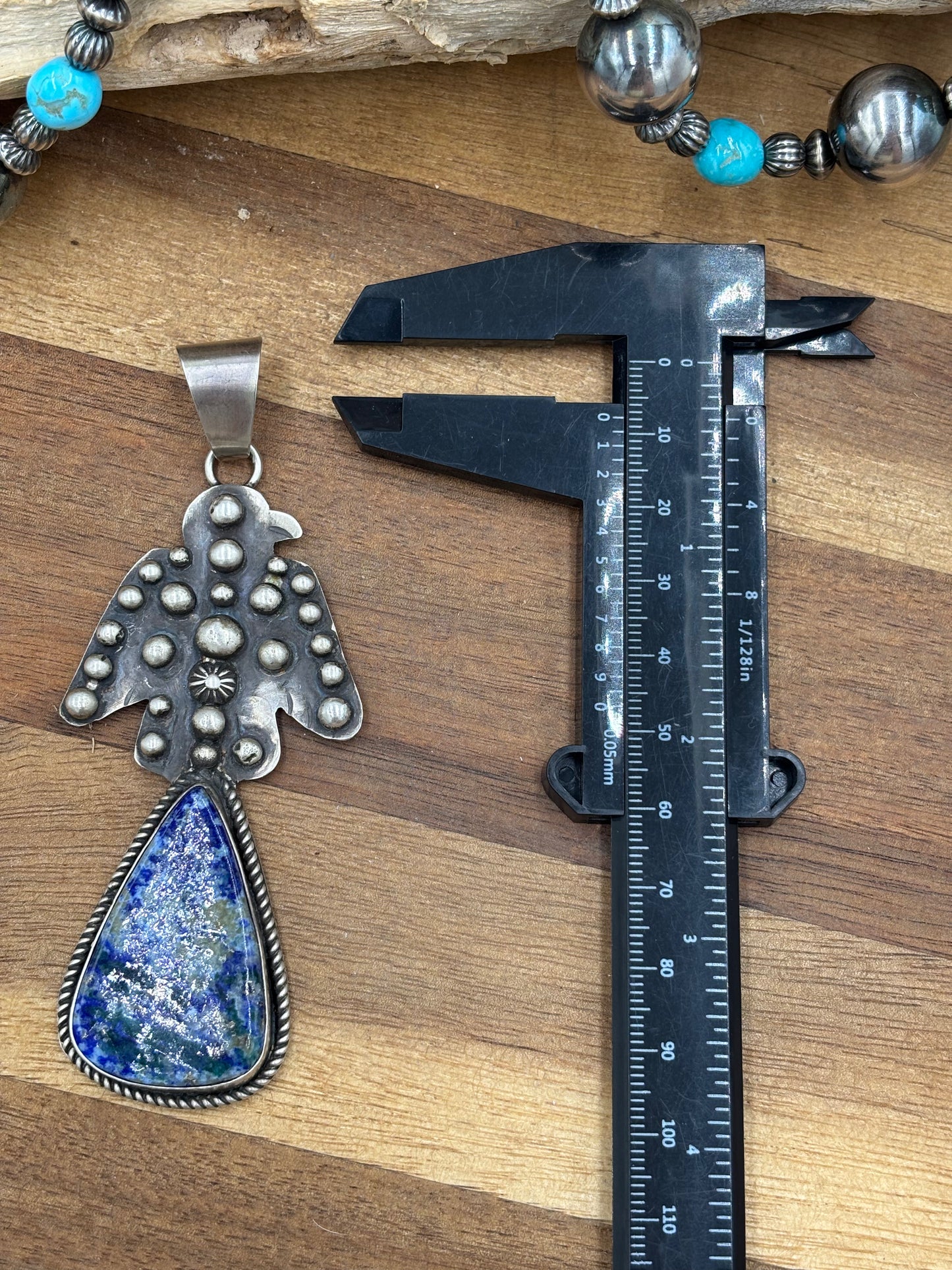Sodalite Thunderbird Pendant by Miranda Willie, Navajo