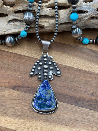 Sodalite Thunderbird Pendant by Miranda Willie, Navajo