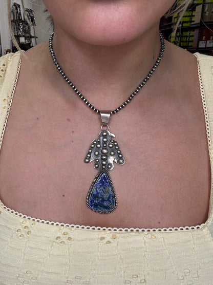 Sodalite Thunderbird Pendant by Miranda Willie, Navajo