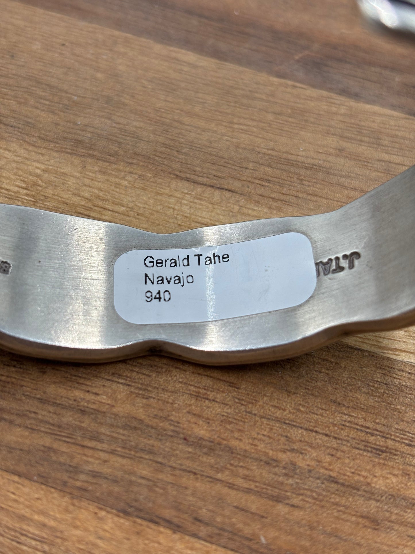 All Silver Cuff #4 by Jerald Tahe, Navajo