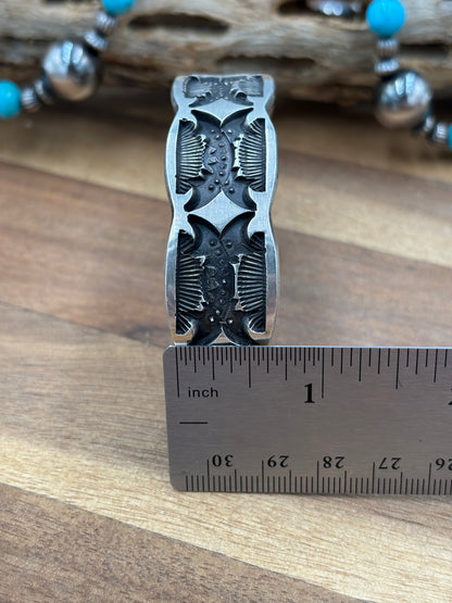 All Silver Cuff #4 by Jerald Tahe, Navajo
