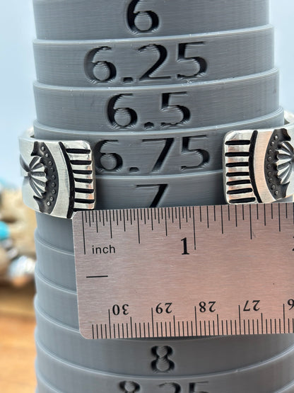 All Silver Cuff #4 by Jerald Tahe, Navajo