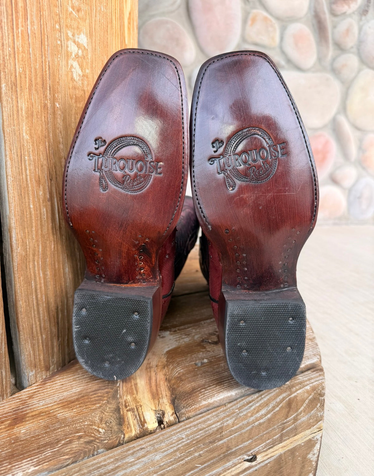 The Theodore , Signature Turquoise Reata Men's Boot – Exotics Merlot Ostrich