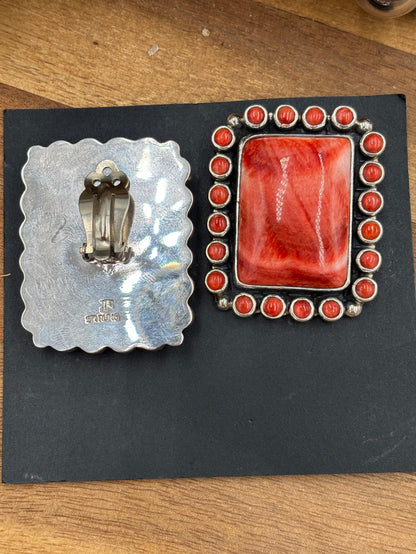 Red Spiny CLIP Earrings #10-911 by Federico Jimenez