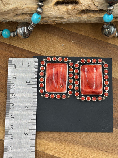 Red Spiny CLIP Earrings #10-911 by Federico Jimenez