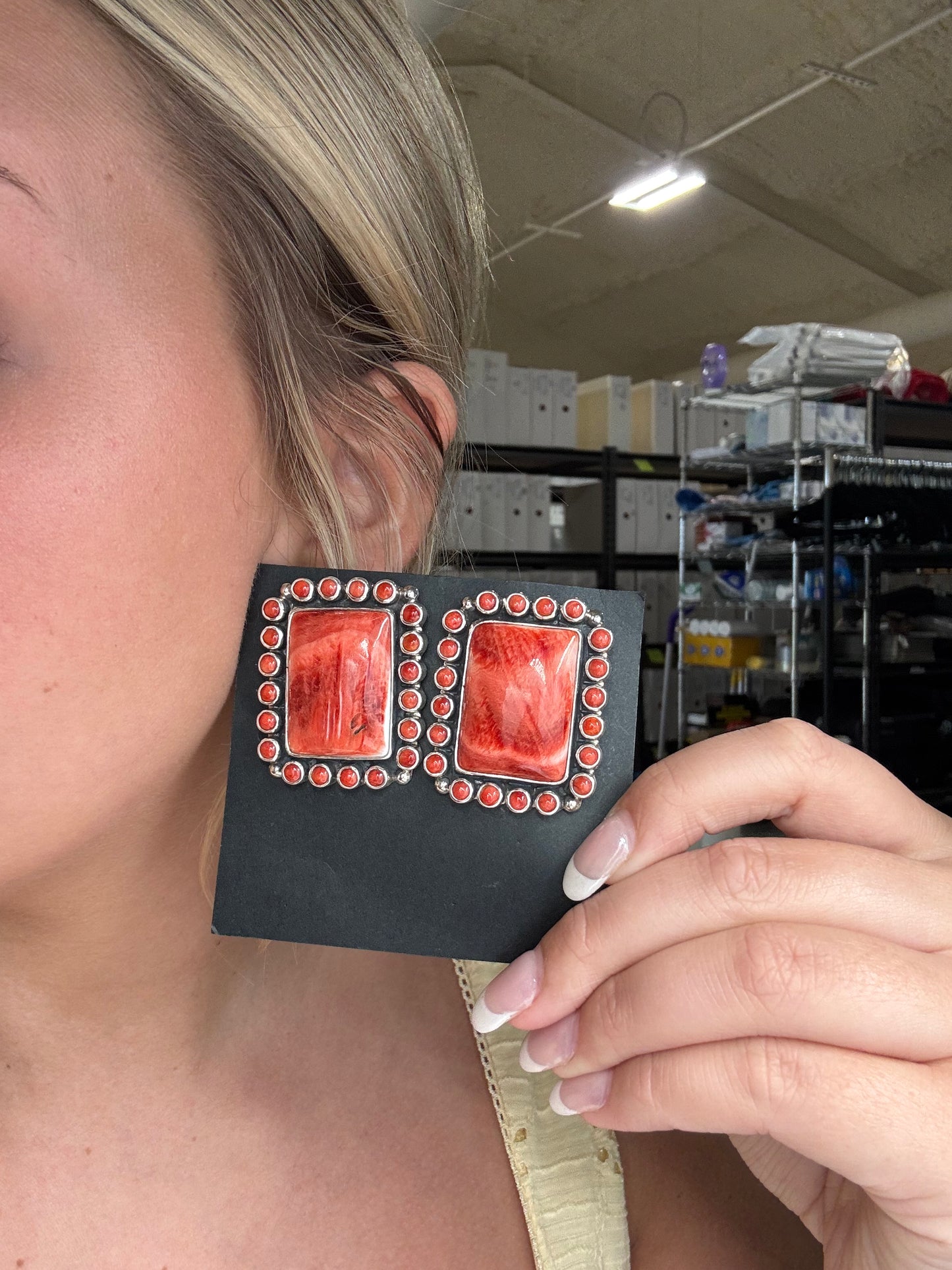Red Spiny CLIP Earrings #10-911 by Federico Jimenez