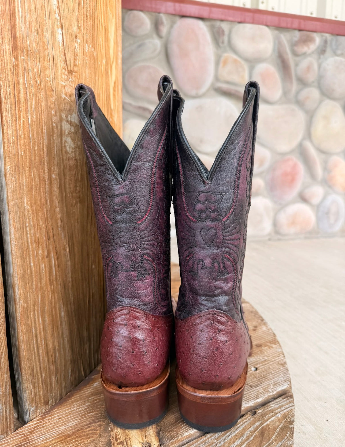 The Theodore , Signature Turquoise Reata Men's Boot – Exotics Merlot Ostrich