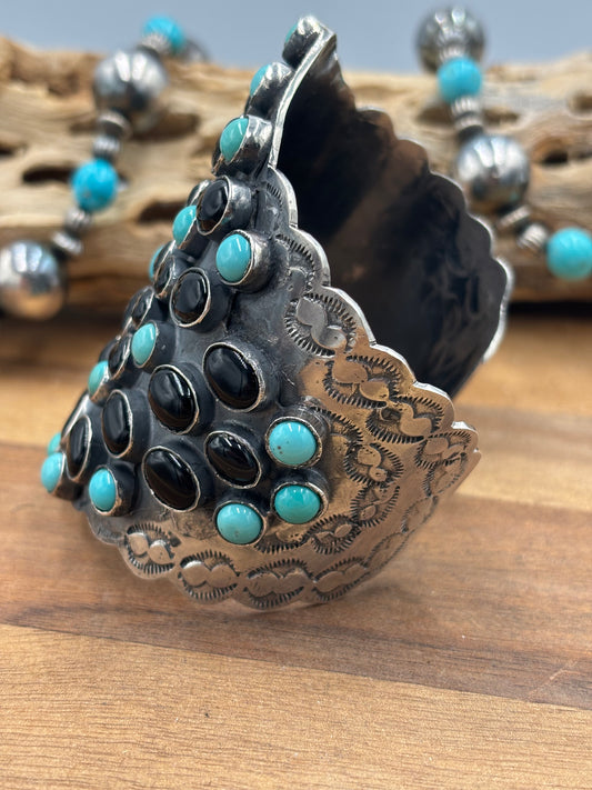 Black Onyx & Turquoise Cuff #1 by Federico Jimenez