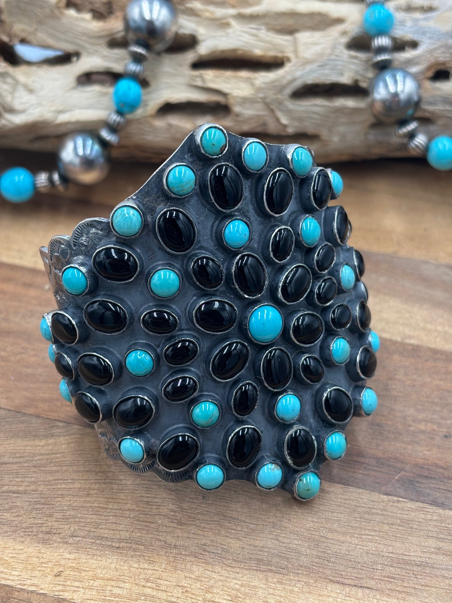 Black Onyx & Turquoise Cuff #1 by Federico Jimenez