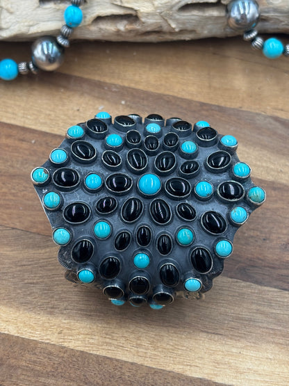 Black Onyx & Turquoise Cuff #1 by Federico Jimenez