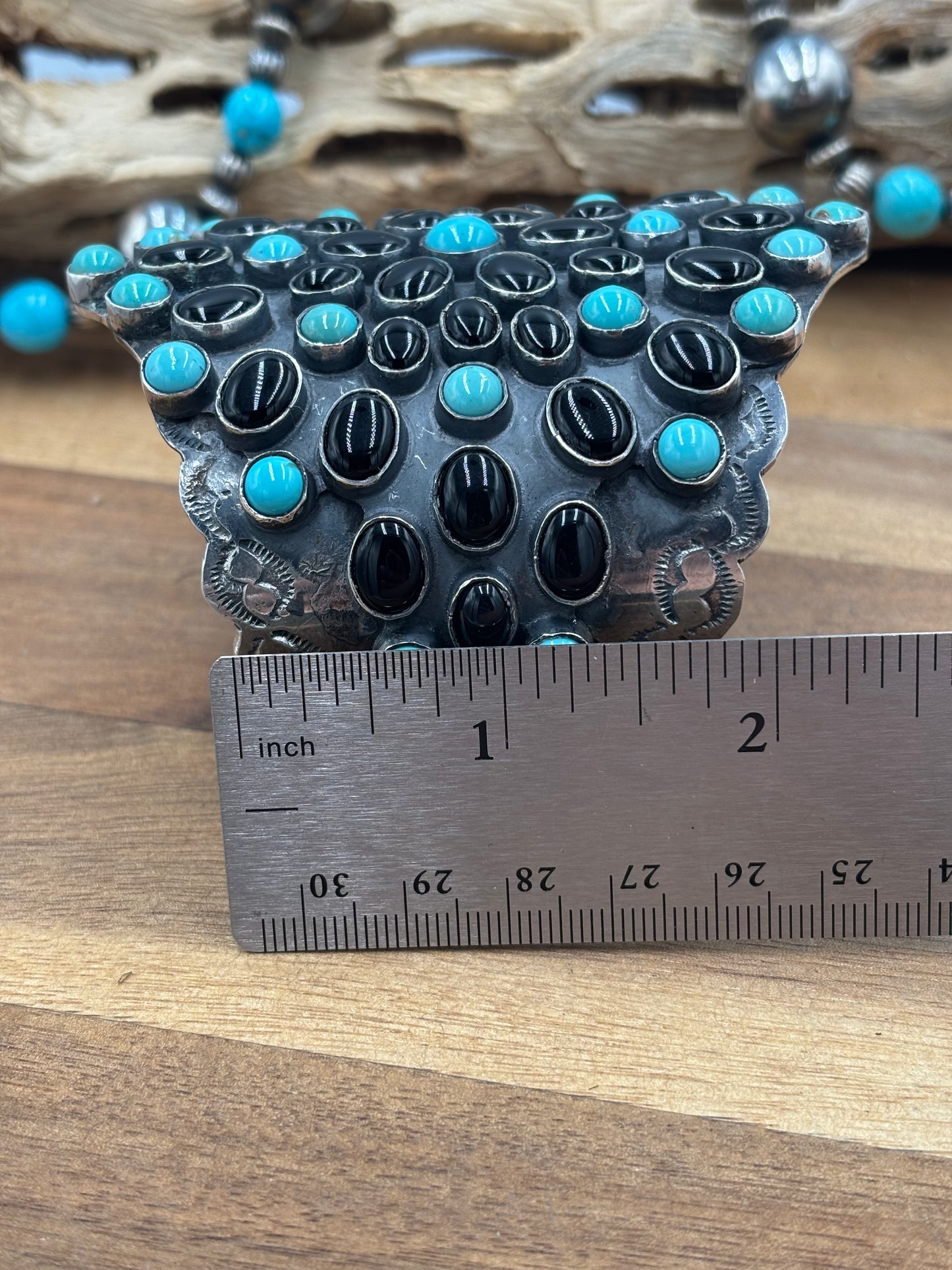 Black Onyx & Turquoise Cuff #1 by Federico Jimenez