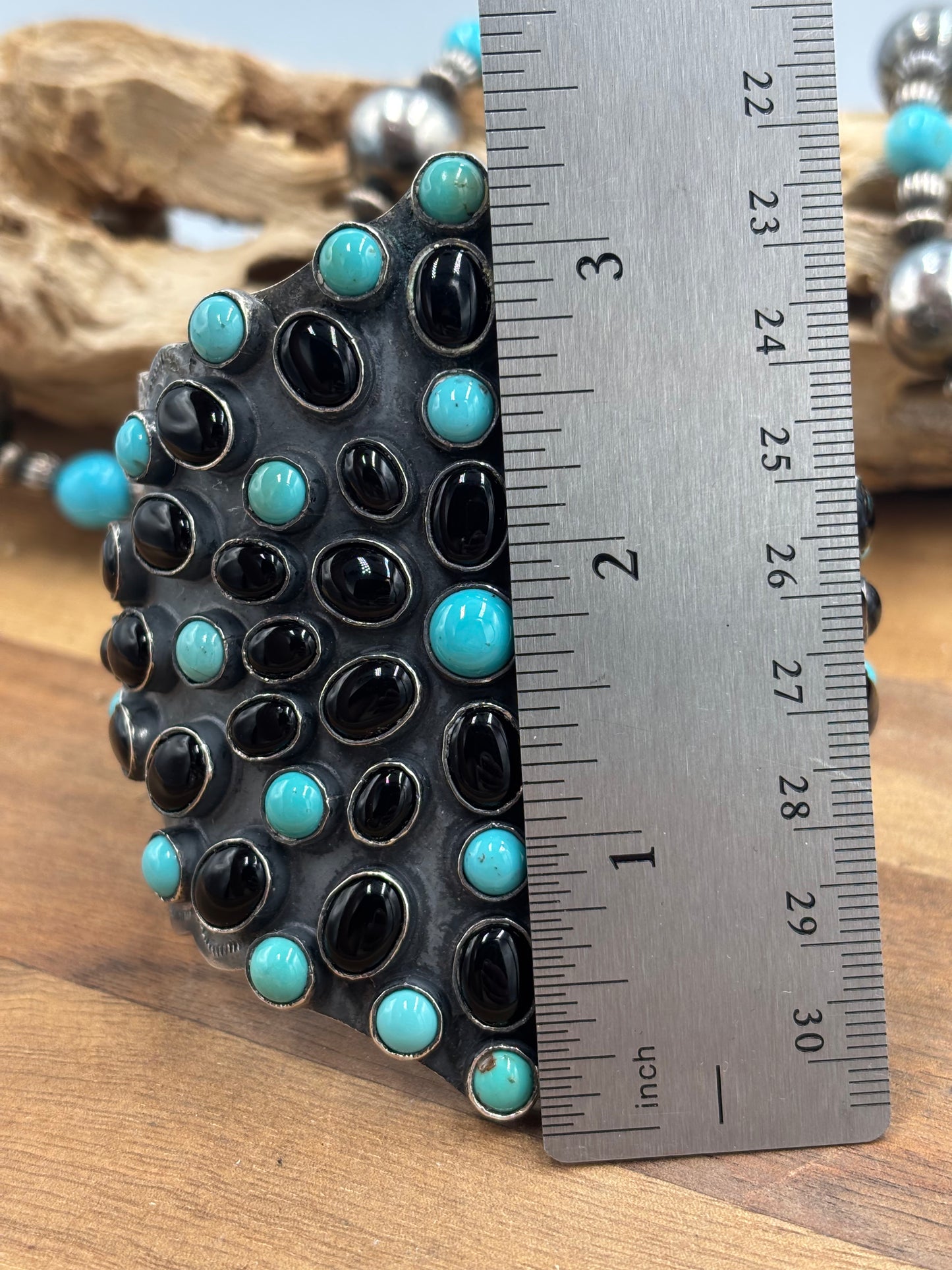 Black Onyx & Turquoise Cuff #1 by Federico Jimenez