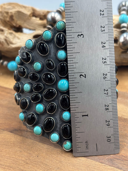Black Onyx & Turquoise Cuff #1 by Federico Jimenez