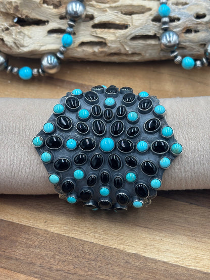 Black Onyx & Turquoise Cuff #1 by Federico Jimenez