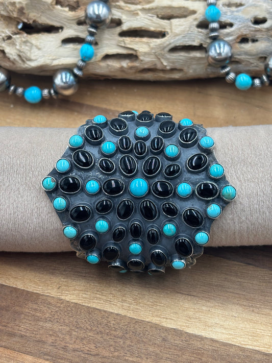 Black Onyx & Turquoise Cuff #1 by Federico Jimenez