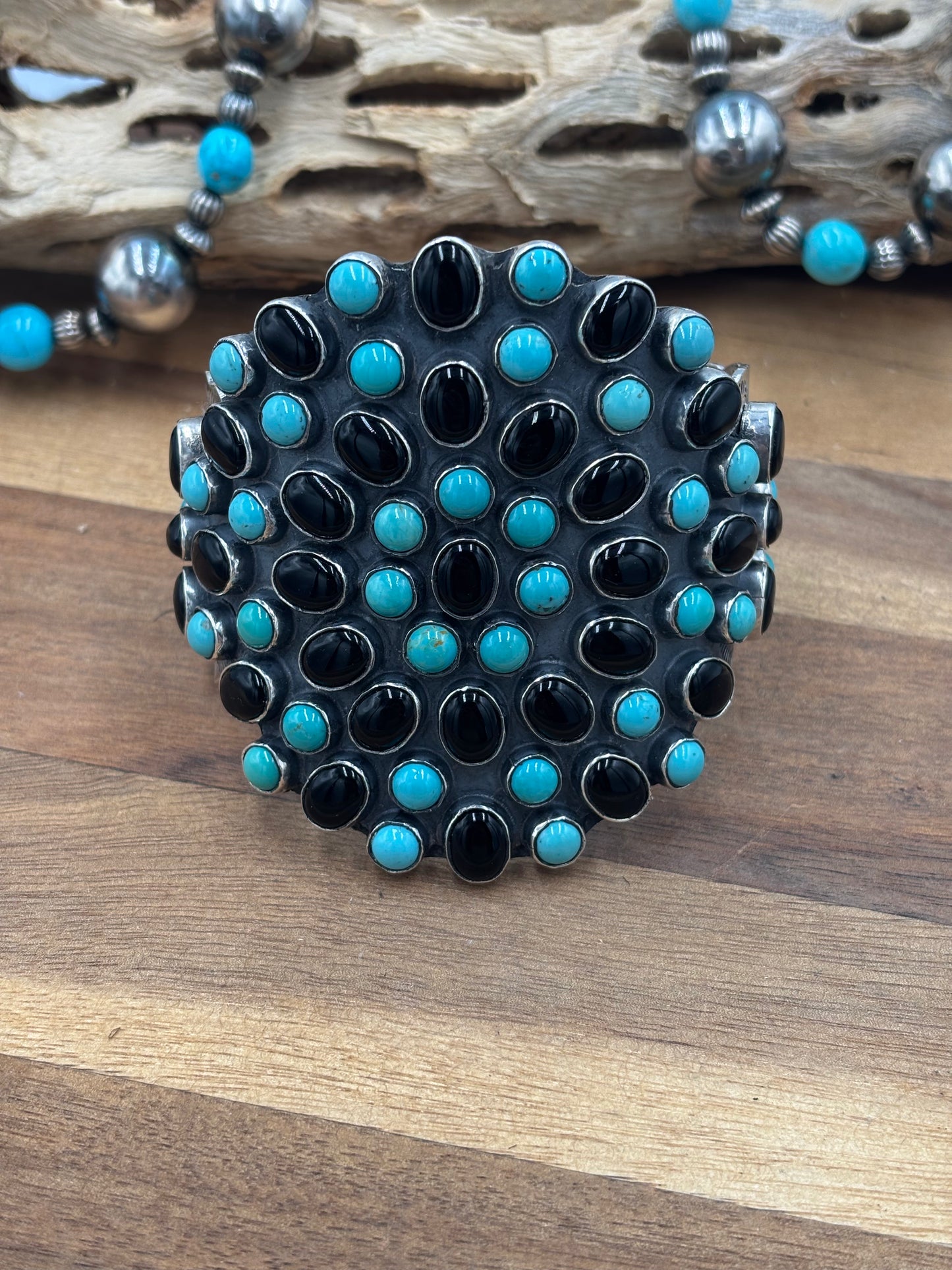 Black Onyx & Turquoise Cuff #2 by Federico Jimenez