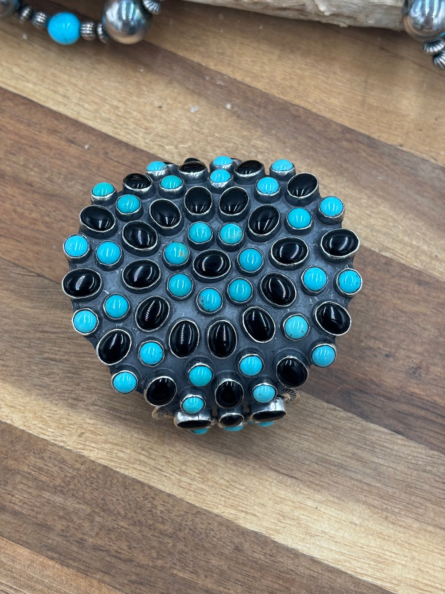 Black Onyx & Turquoise Cuff #2 by Federico Jimenez