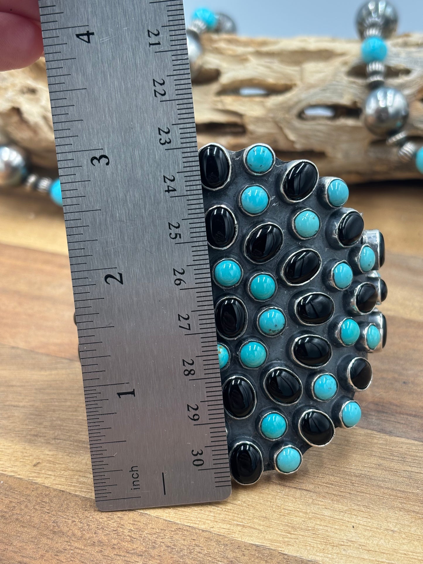 Black Onyx & Turquoise Cuff #2 by Federico Jimenez
