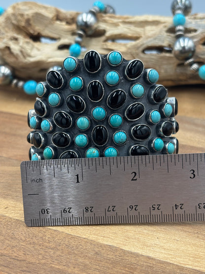 Black Onyx & Turquoise Cuff #2 by Federico Jimenez