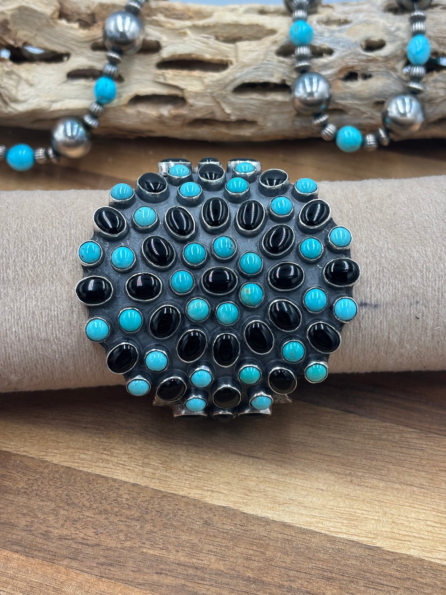 Black Onyx & Turquoise Cuff #2 by Federico Jimenez