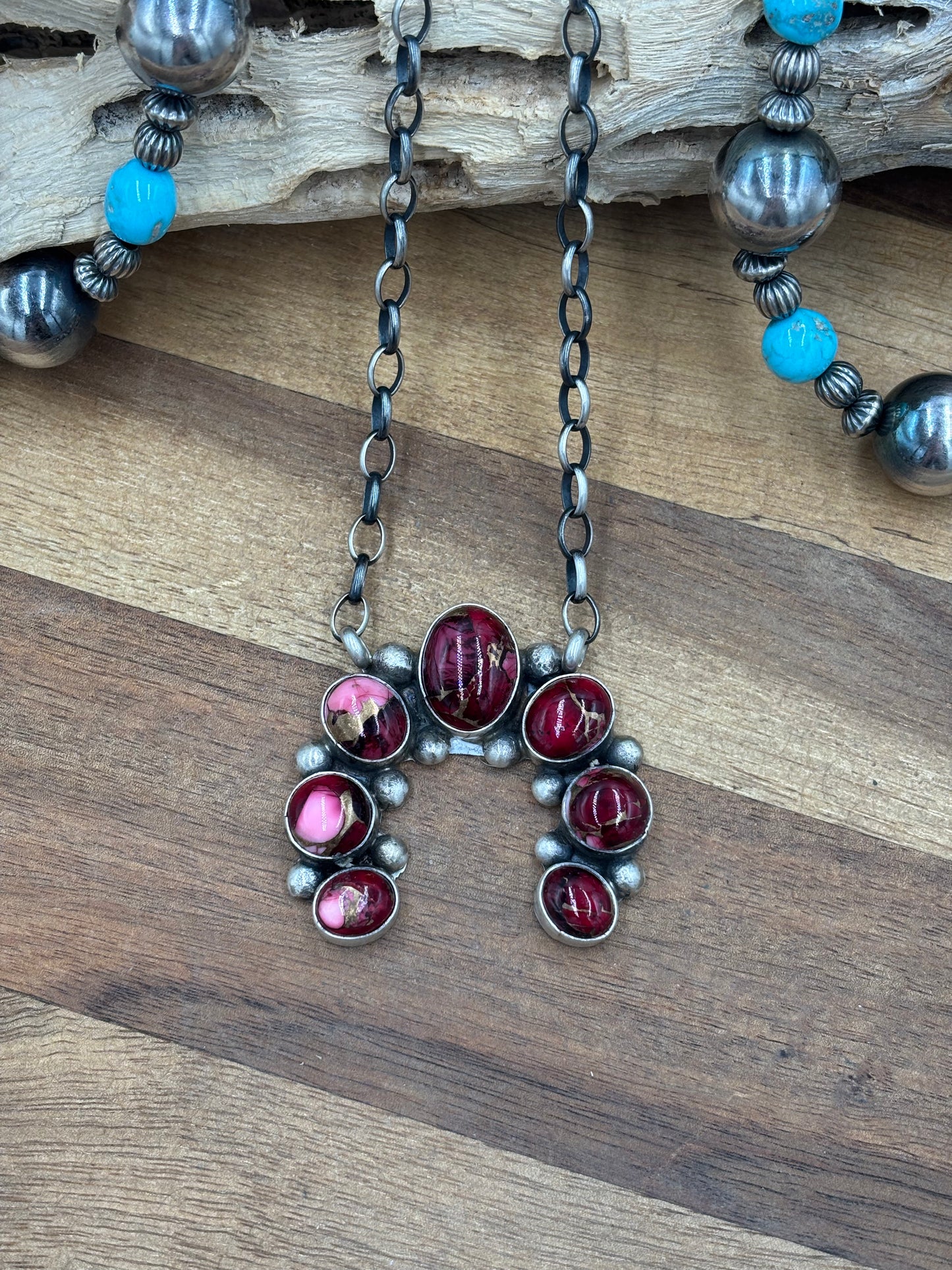 Rose Dahlia Naja Necklace #1 by Augustine Largo, Navajo