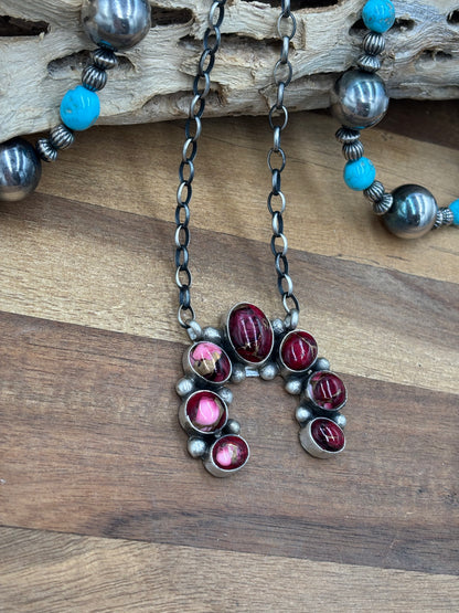 Rose Dahlia Naja Necklace #1 by Augustine Largo, Navajo