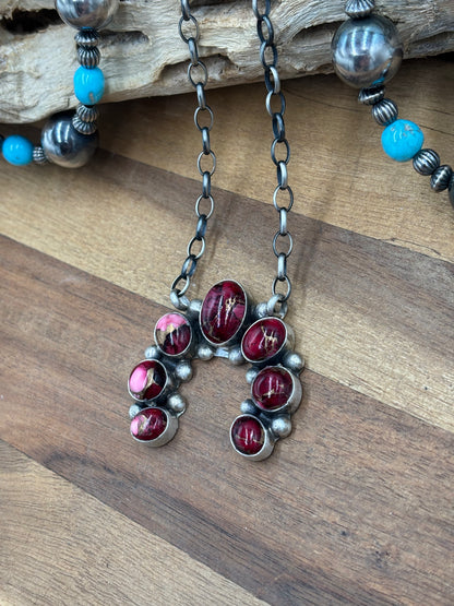 Rose Dahlia Naja Necklace #1 by Augustine Largo, Navajo