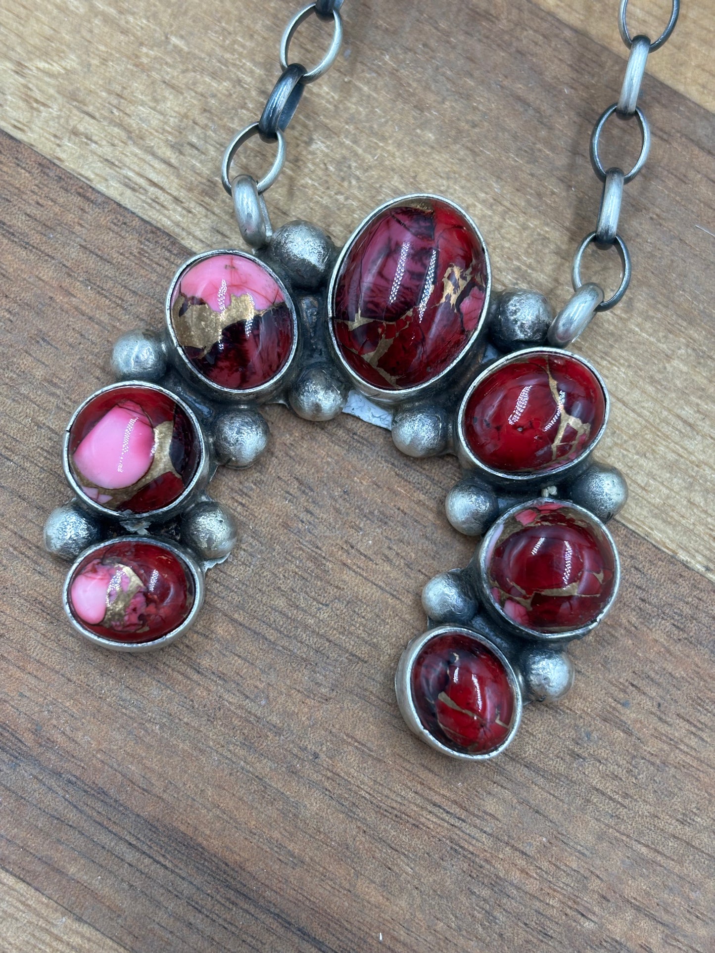 Rose Dahlia Naja Necklace #1 by Augustine Largo, Navajo