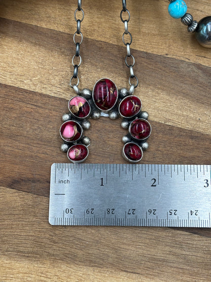 Rose Dahlia Naja Necklace #1 by Augustine Largo, Navajo