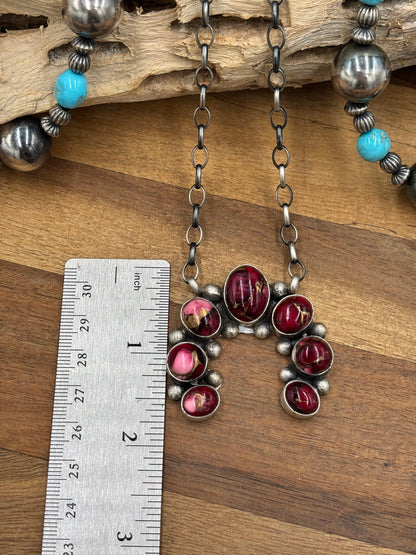 Rose Dahlia Naja Necklace #1 by Augustine Largo, Navajo
