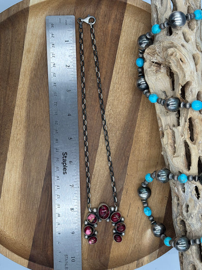 Rose Dahlia Naja Necklace #1 by Augustine Largo, Navajo