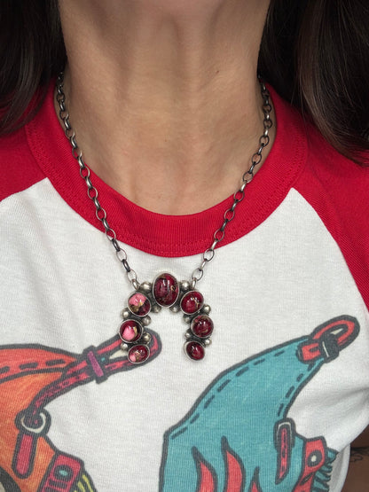 Rose Dahlia Naja Necklace #1 by Augustine Largo, Navajo