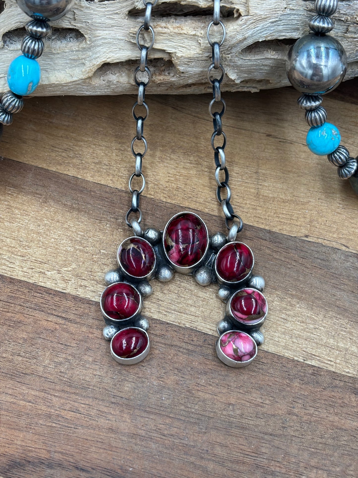 Rose Dahlia Naja Necklace #2 by Augustine Largo, Navajo