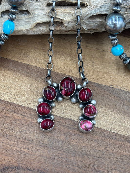Rose Dahlia Naja Necklace #2 by Augustine Largo, Navajo