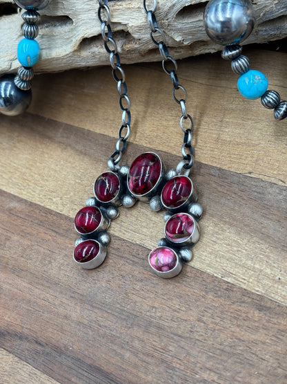 Rose Dahlia Naja Necklace #2 by Augustine Largo, Navajo