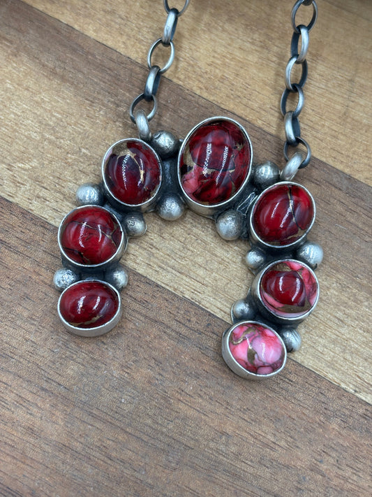 Rose Dahlia Naja Necklace #2 by Augustine Largo, Navajo