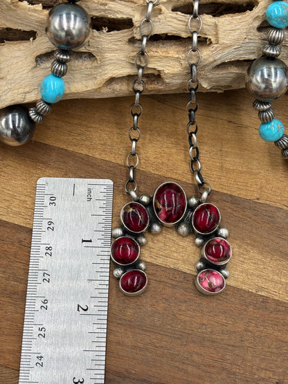 Rose Dahlia Naja Necklace #2 by Augustine Largo, Navajo