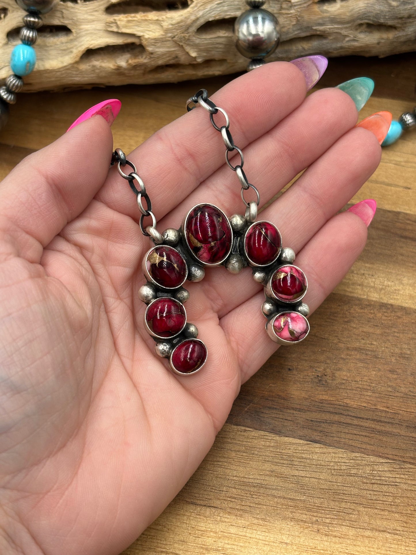 Rose Dahlia Naja Necklace #2 by Augustine Largo, Navajo