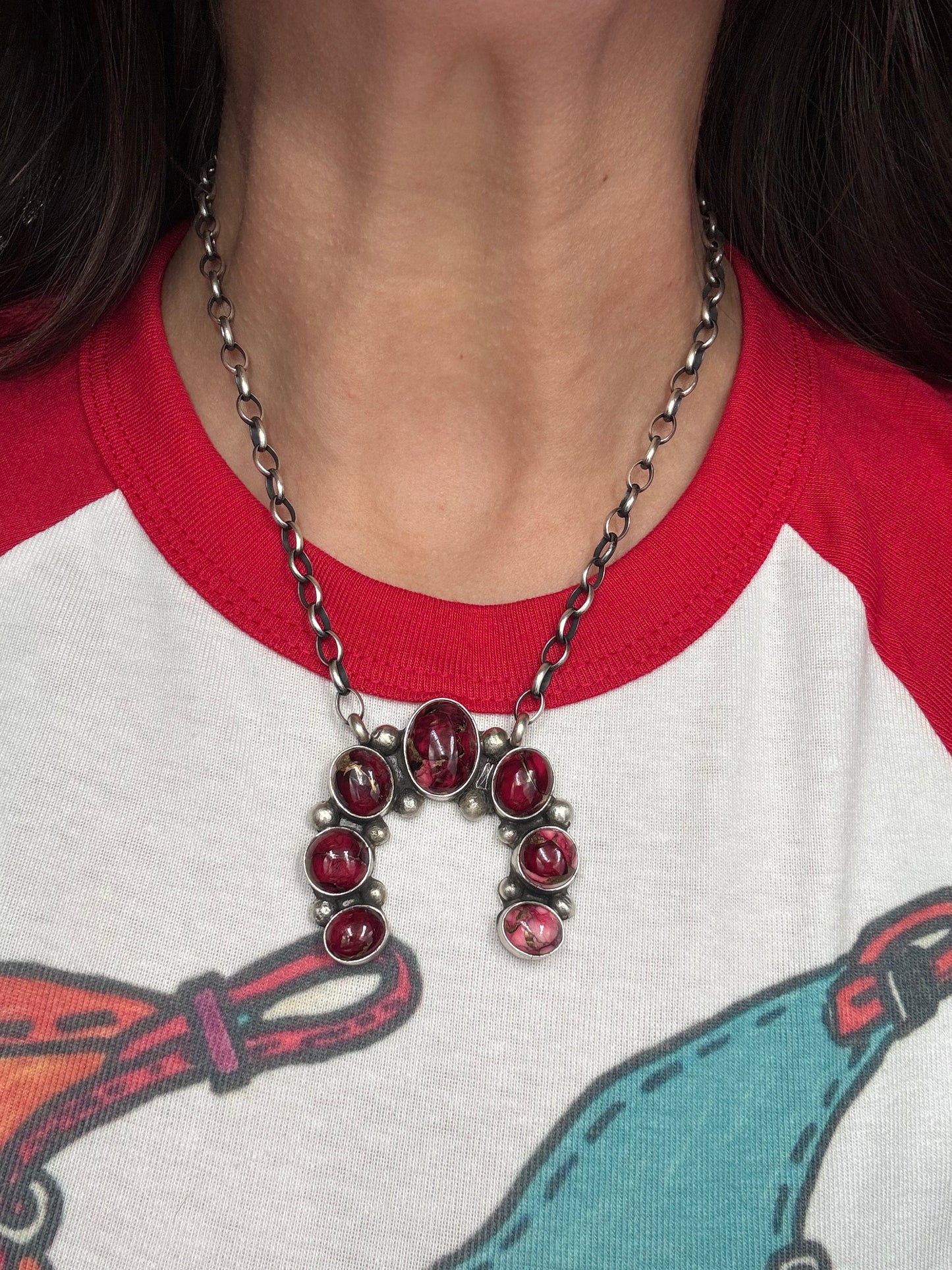 Rose Dahlia Naja Necklace #2 by Augustine Largo, Navajo