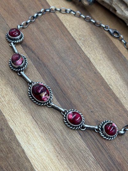 Rose Dahlia Choker Necklace #2 by Augustine Largo, Navajo