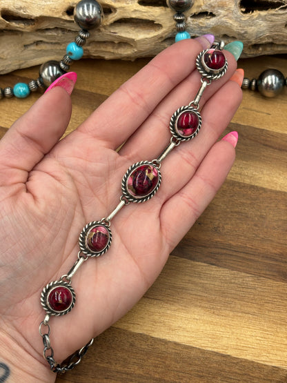 Rose Dahlia Choker Necklace #2 by Augustine Largo, Navajo