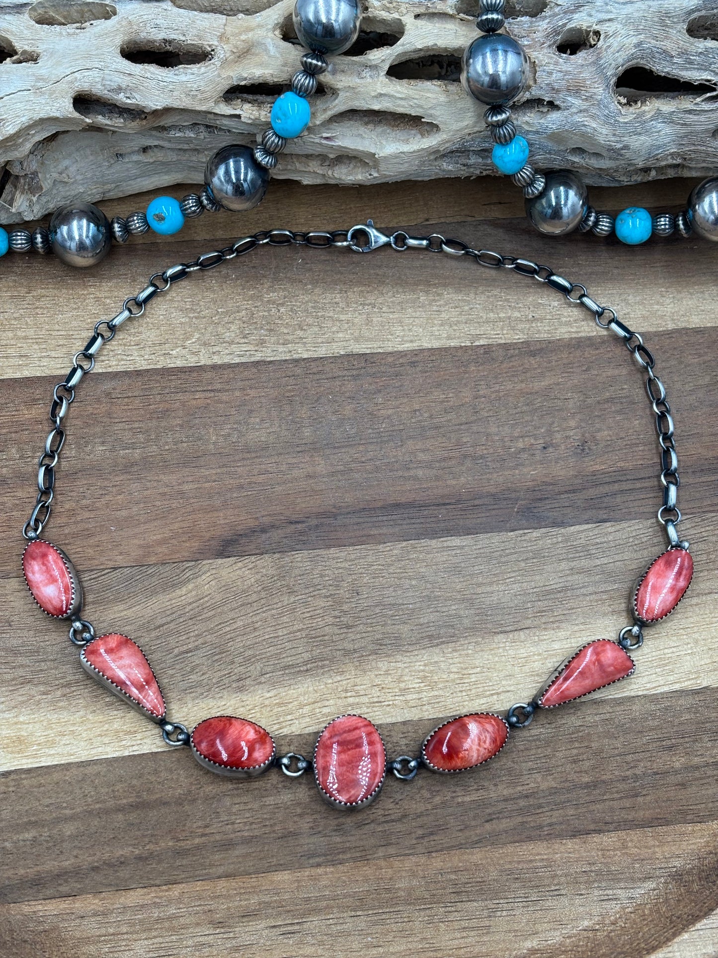 Red Spiny Choker by P Skeets, Navajo