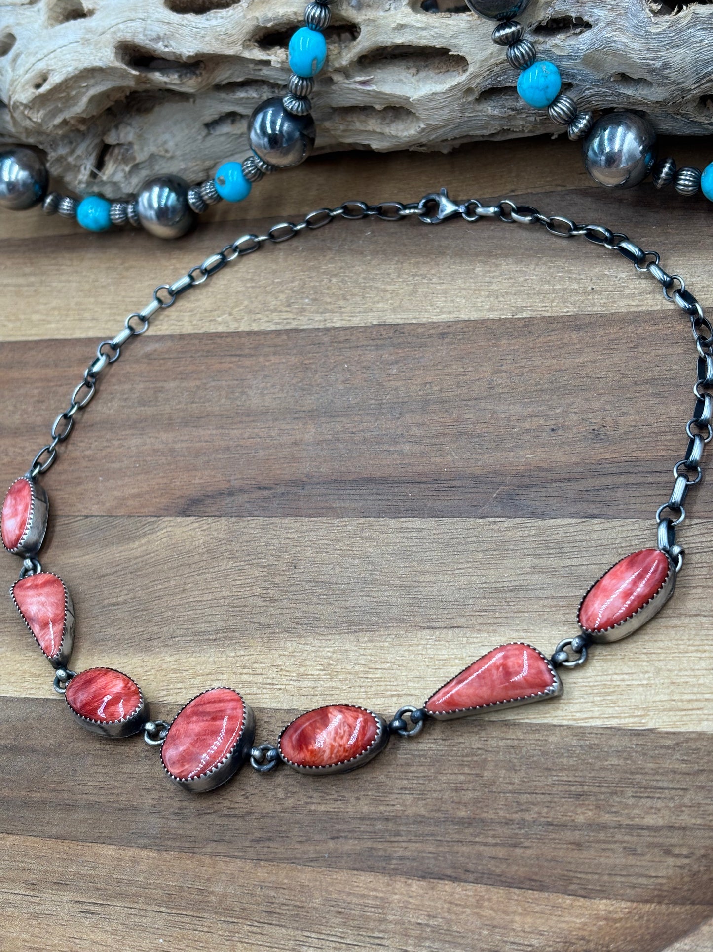Red Spiny Choker by P Skeets, Navajo