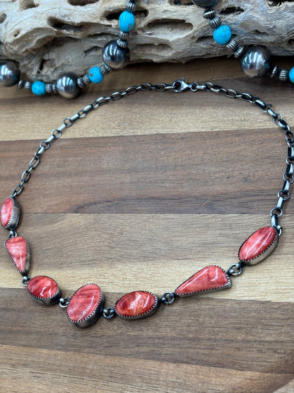 Red Spiny Choker by P Skeets, Navajo