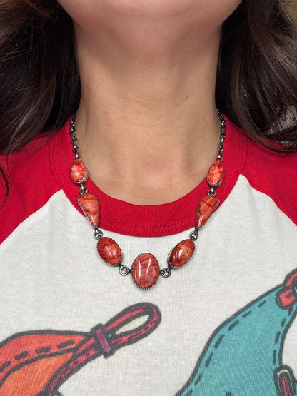 Red Spiny Choker by P Skeets, Navajo