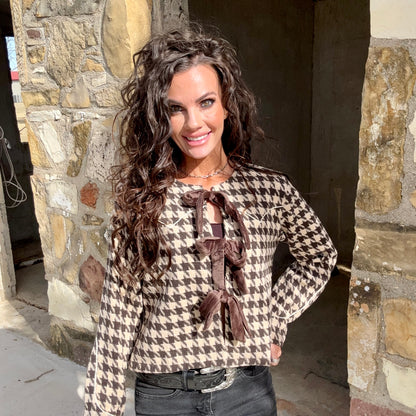 Derby Lane Tie Front crop blazer