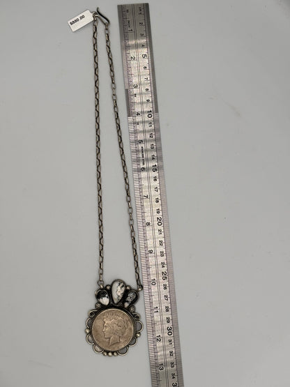 White Buffalo Coin Necklace #1 by Boyd Ashley, Navajo