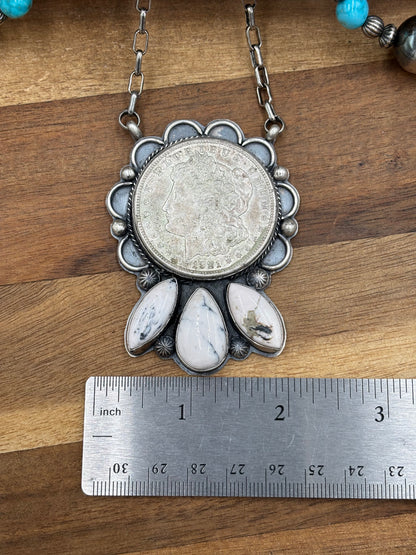 White Buffalo Coin Necklace #2 by Boyd Ashley, Navajo
